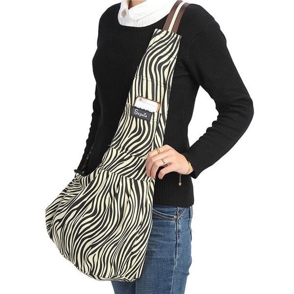 Sepnine Sepnine Zebra Strip S Canvas Pet Carrier Shoulder Bag with Extra Pocket for Cat; Dog & Small Animals; Small Zebra Strip S